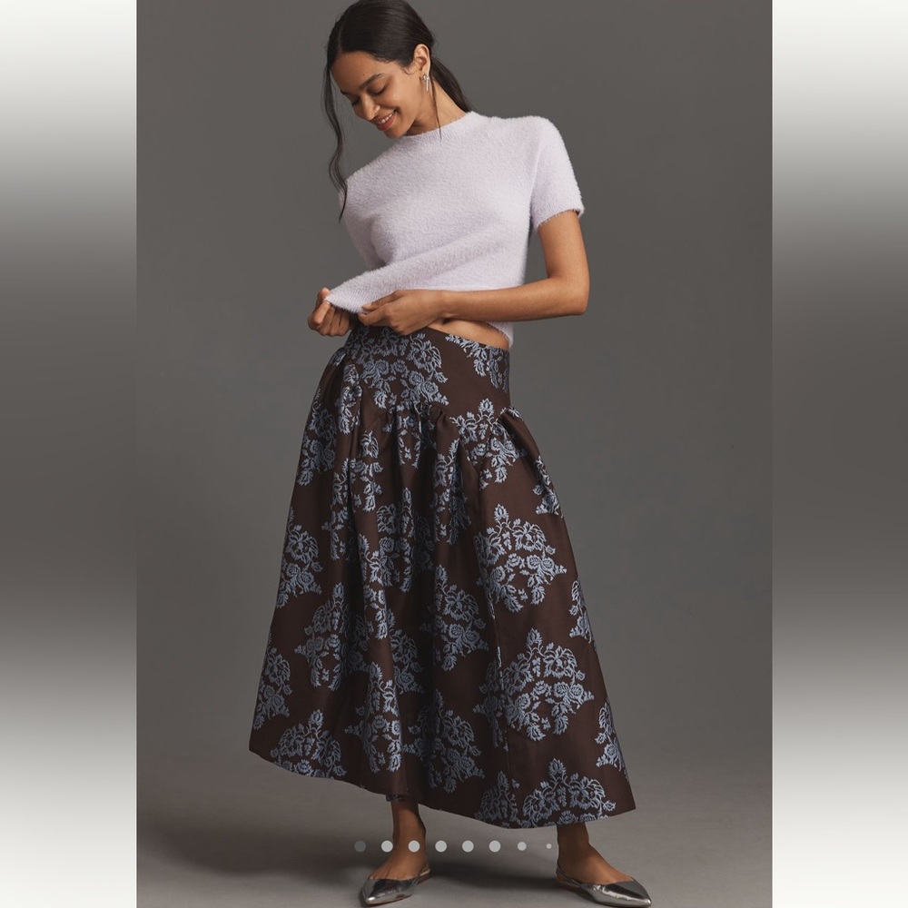 Anthropologie Brocade Midi-Skirt